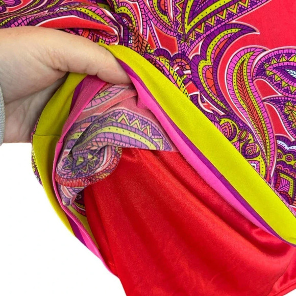 Laundry by Shelli Segal Mod Retro Paisley 70's Go Go V-Neck Dress Size Small - Picture 6 of 13